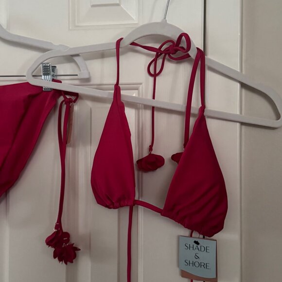 Shade and Shore Red Two Piece Bikini Swimsuit Set Size L Large 12-14 New - Picture 2 of 16